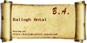 Ballogh Antal névjegykártya